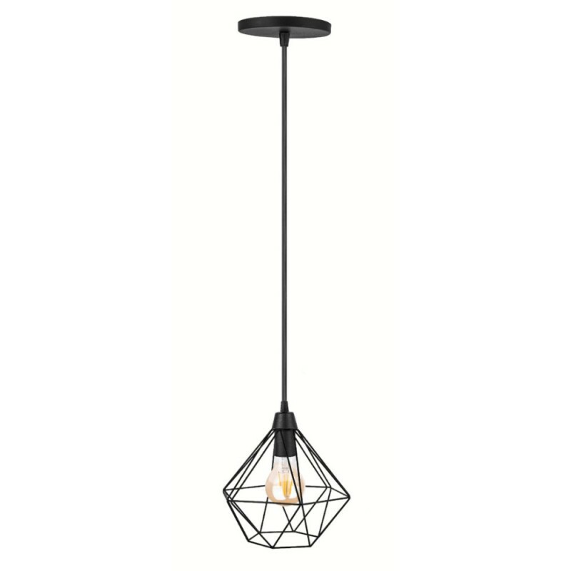 Pendente Luminaria Aramado Retro Diamante Preto Regulavel