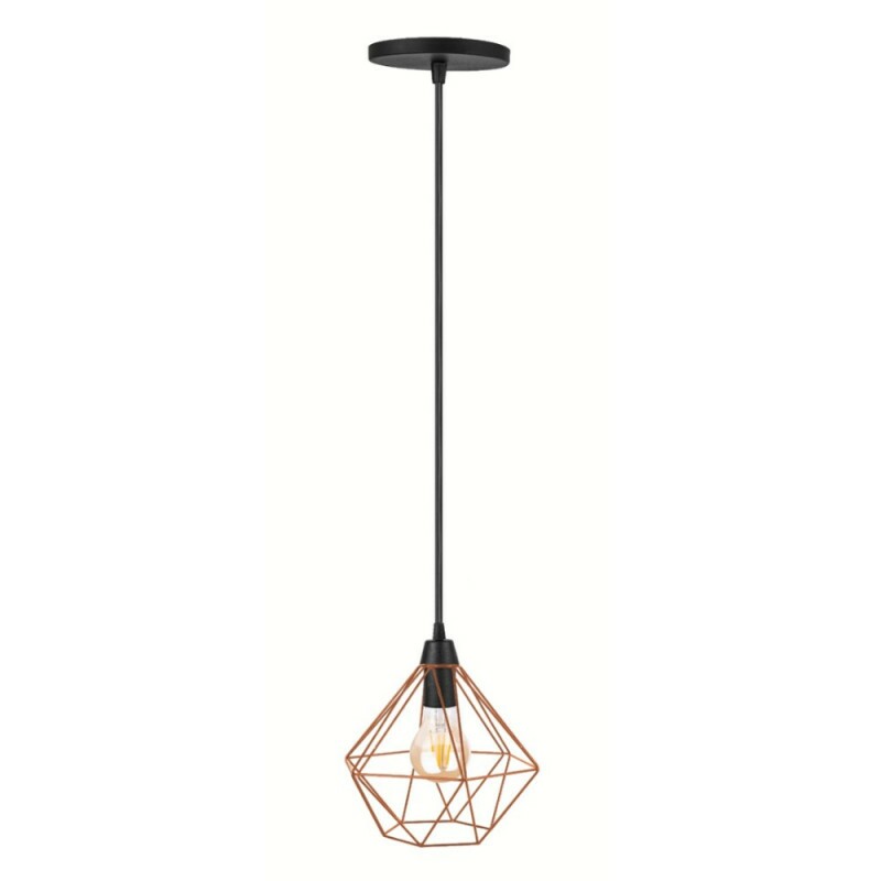 Pendente Luminaria Aramado Retro Diamante Cobre Regulavel