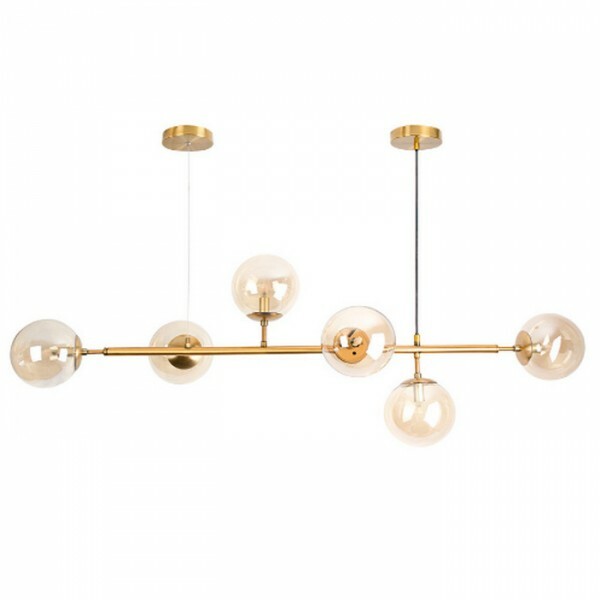 Pendente Glam Globo Gd. 6xG9 - Dourado c/ Vd. Ambar - BLUMENAU